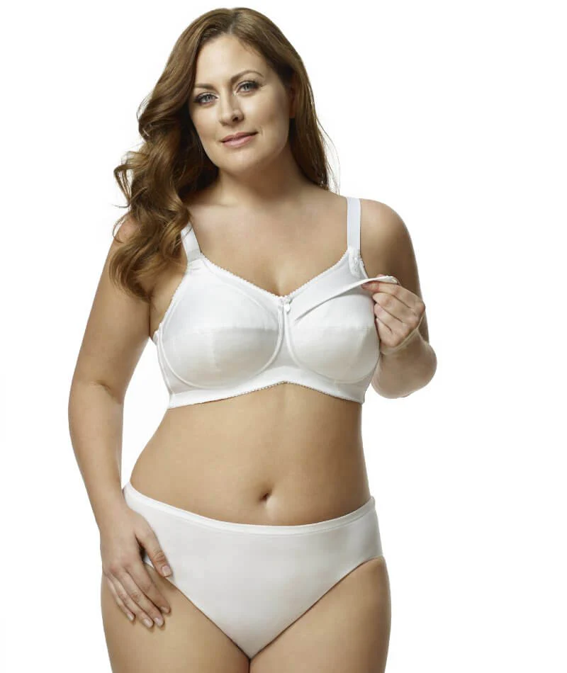 Elila Cotton Cup Wire-Free Nursing Bra - White - Image 3