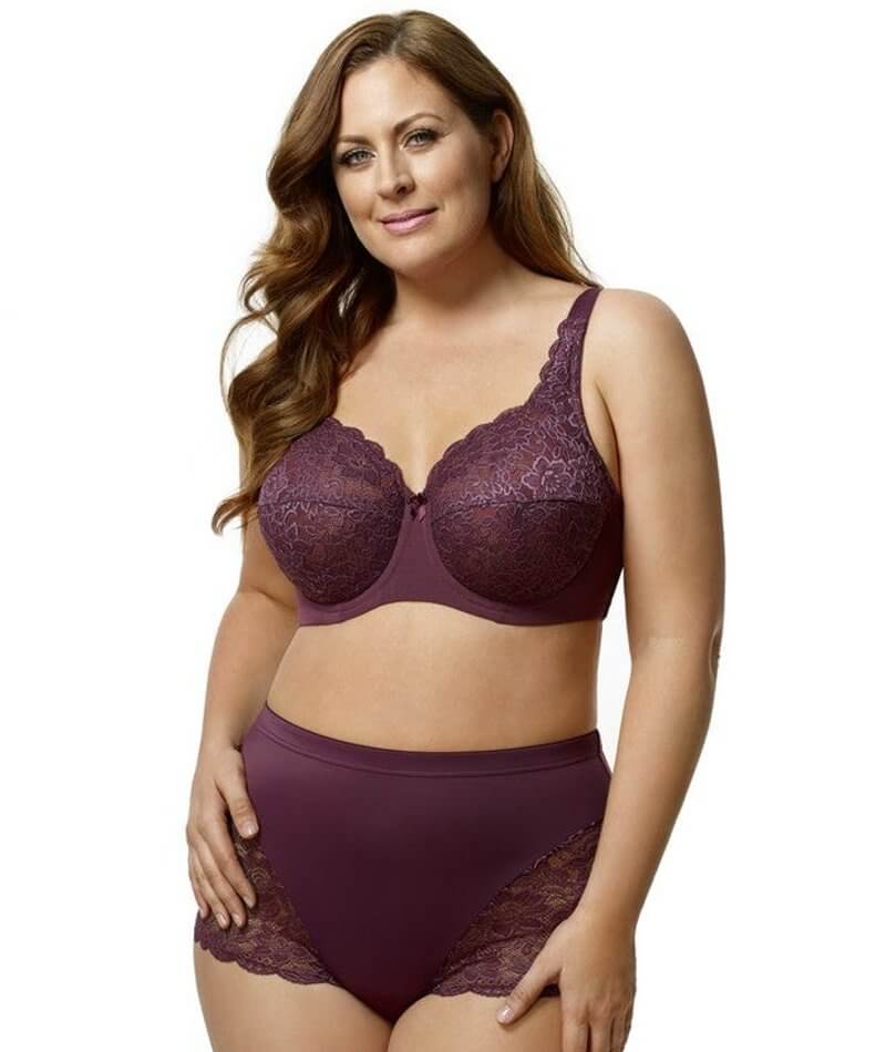 Elila Full Coverage Stretch Lace Underwired Bra - Plum - Image 3