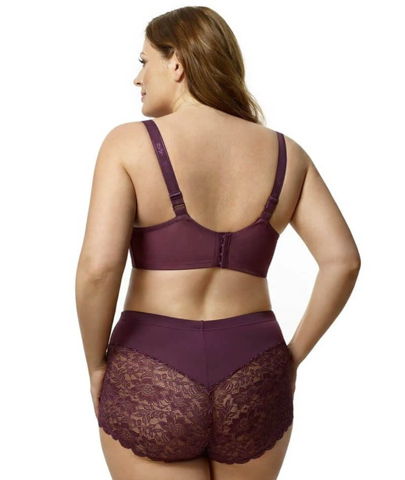 Elila Full Coverage Stretch Lace Underwired Bra - Plum - Image 4