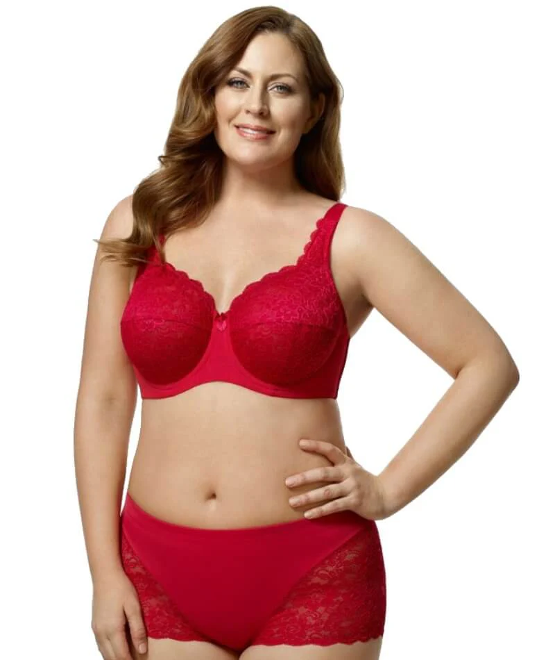 Elila Full Coverage Stretch Lace Underwired Bra - Red - Image 3