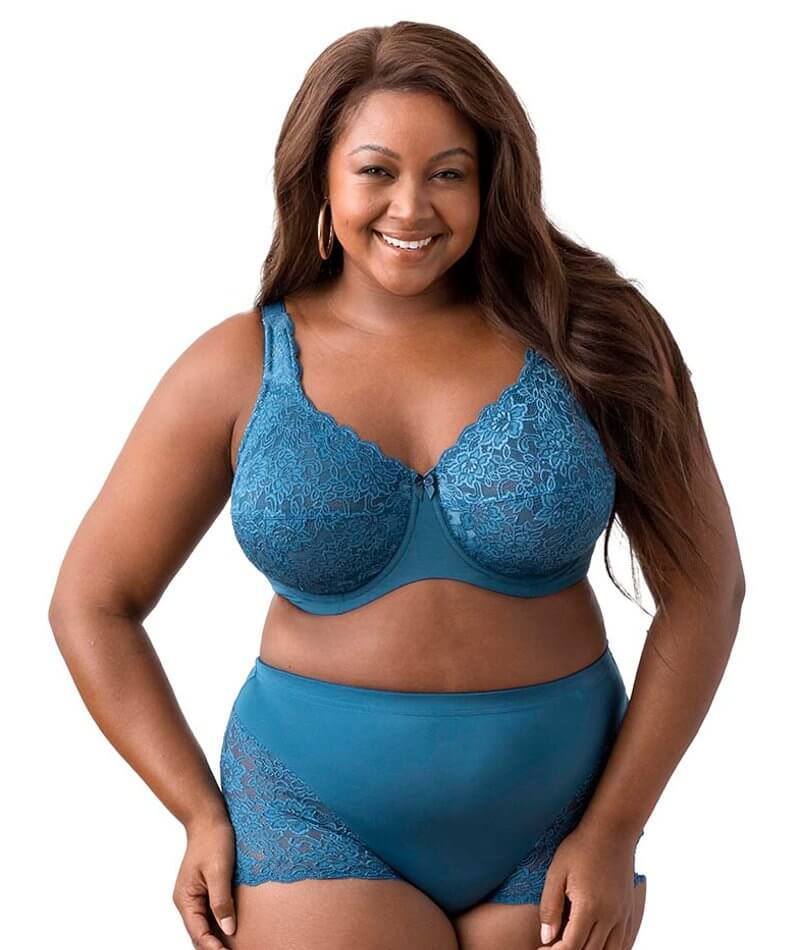 Elila Full Coverage Stretch Lace Underwired Bra - Teal - Image 10