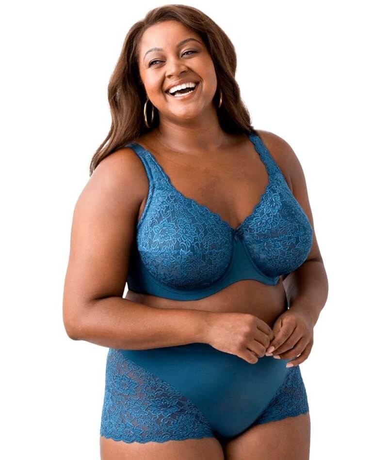 Elila Full Coverage Stretch Lace Underwired Bra - Teal - Image 12