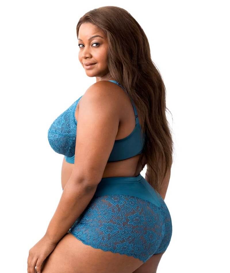 Elila Full Coverage Stretch Lace Underwired Bra - Teal - Image 13