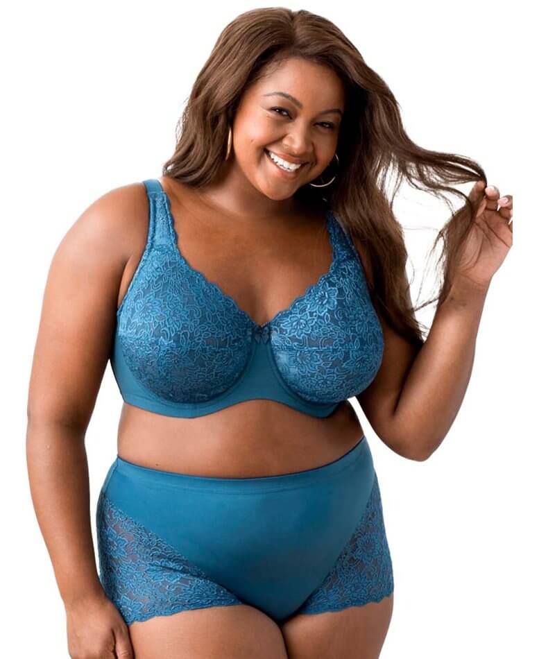 Elila Full Coverage Stretch Lace Underwired Bra - Teal - Image 14