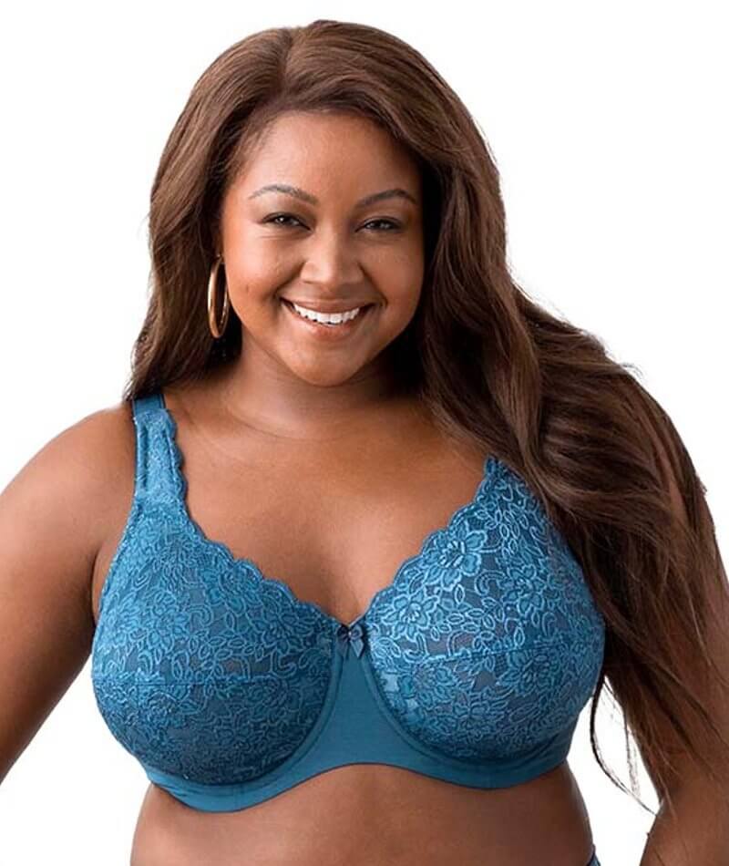 Elila Full Coverage Stretch Lace Underwired Bra - Teal - Image 3