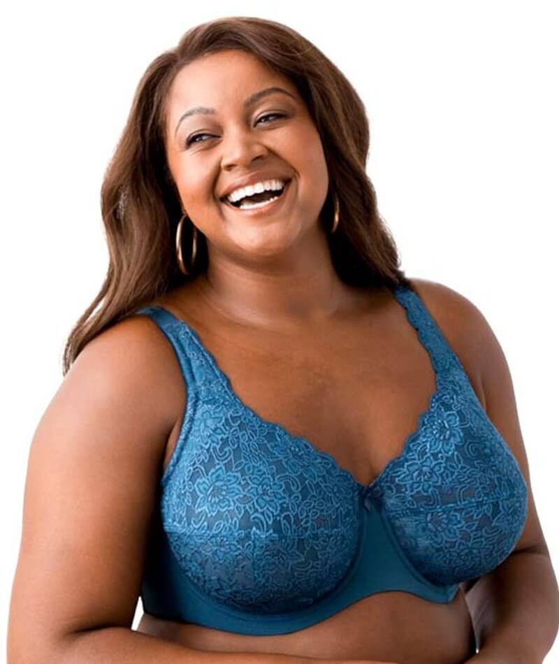 Elila Full Coverage Stretch Lace Underwired Bra - Teal - Image 5