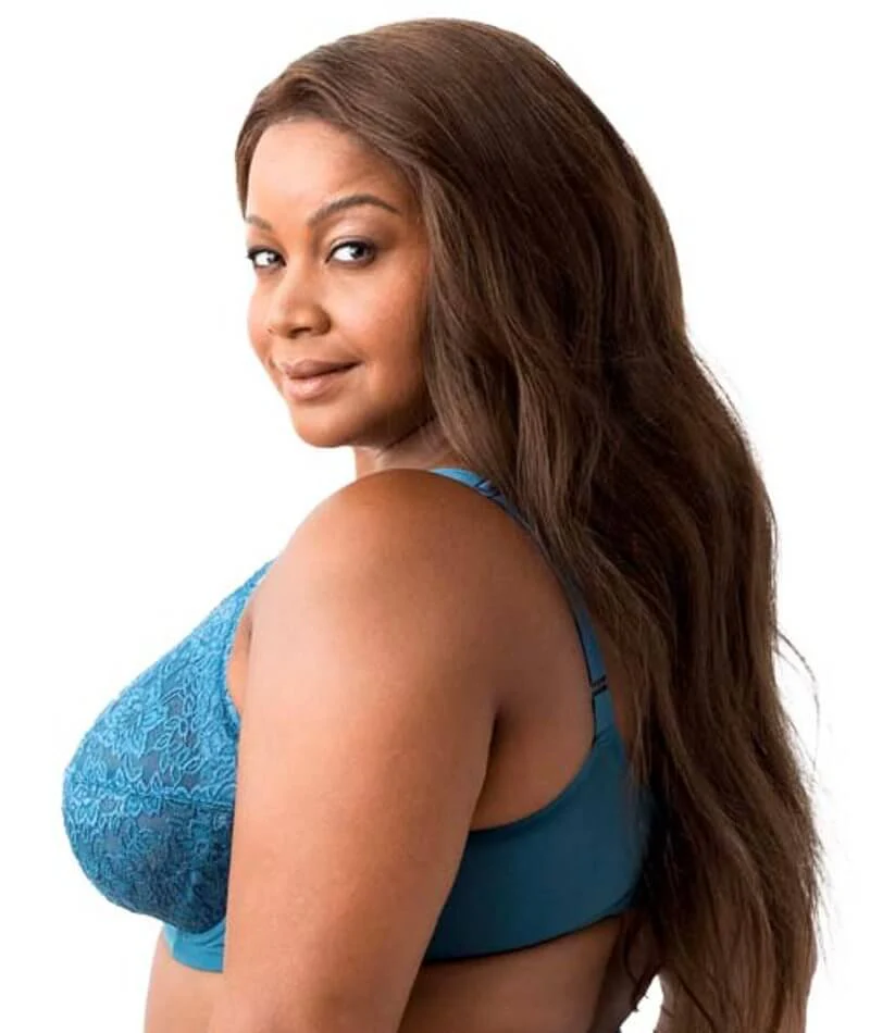 Elila Full Coverage Stretch Lace Underwired Bra - Teal - Image 6