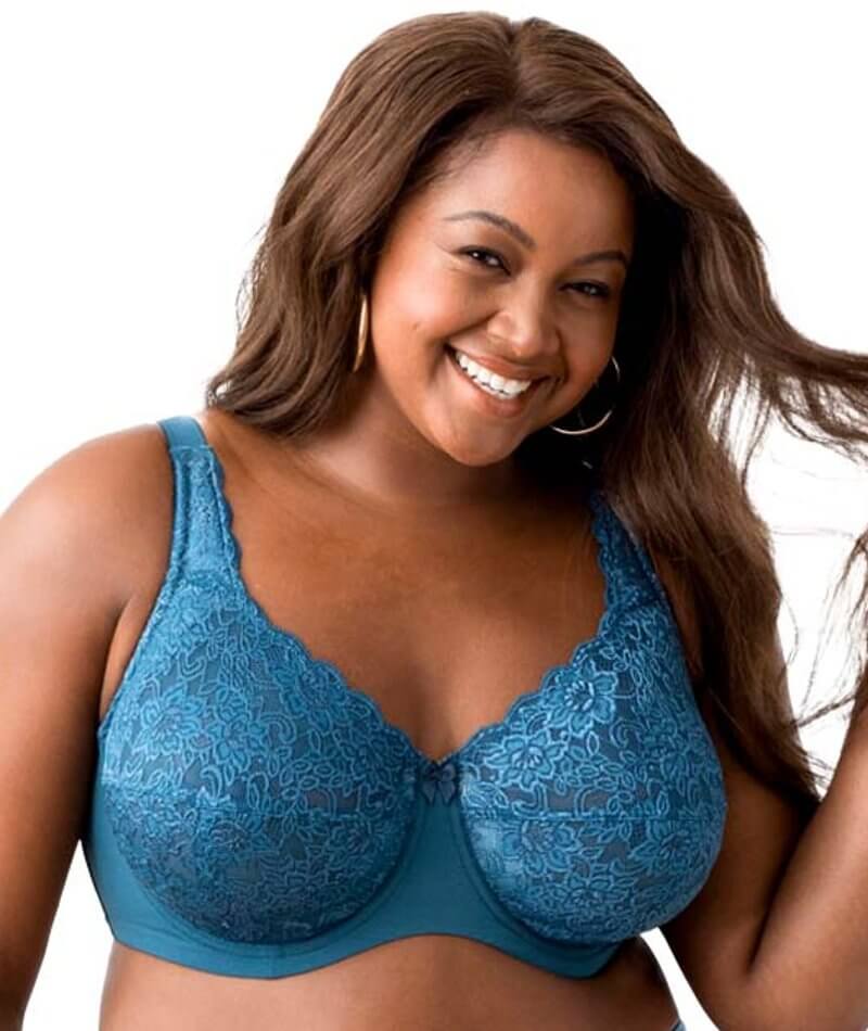 Elila Full Coverage Stretch Lace Underwired Bra - Teal - Image 7