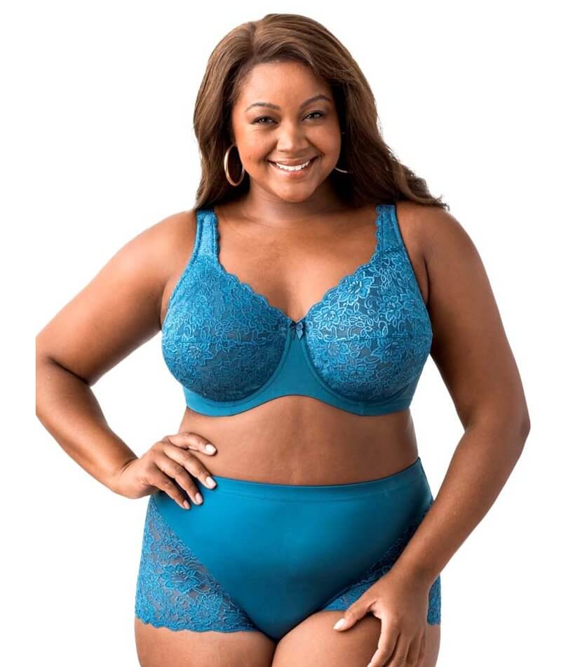 Elila Full Coverage Stretch Lace Underwired Bra - Teal - Image 8