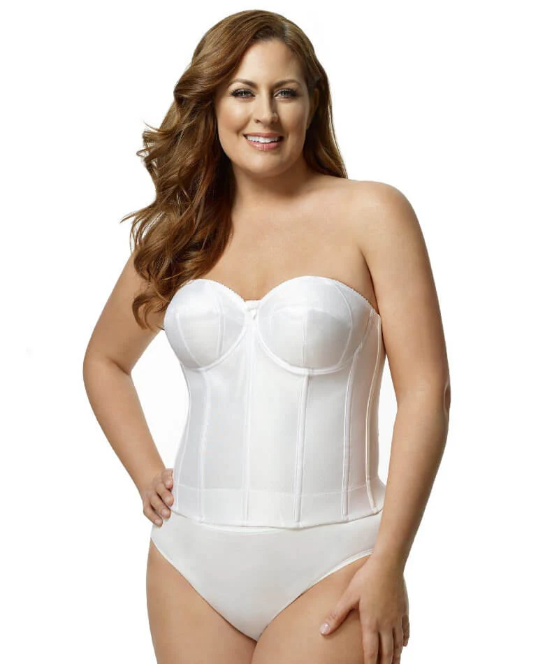 Elila Underwired Satin Strapless Longline - White - Image 3