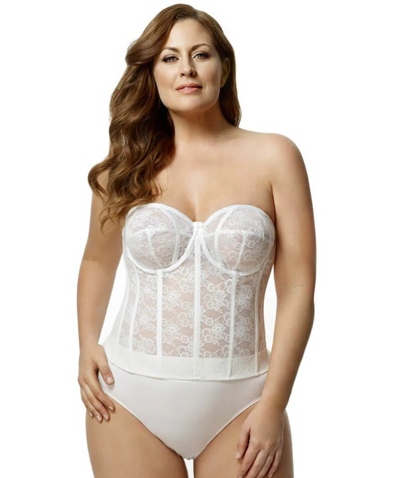 Elila Underwired Lace Strapless Longline Bra - White - Image 3