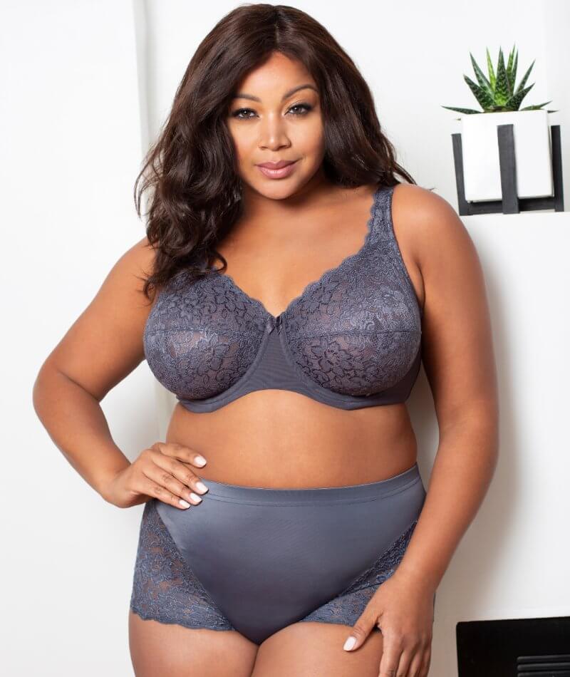 Elila Full Coverage Stretch Lace Underwired Bra - Grey - Image 10
