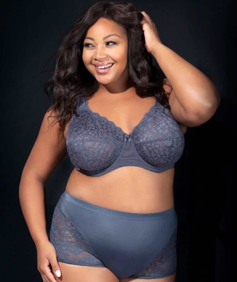 Elila Full Coverage Stretch Lace Underwired Bra - Grey - Image 11