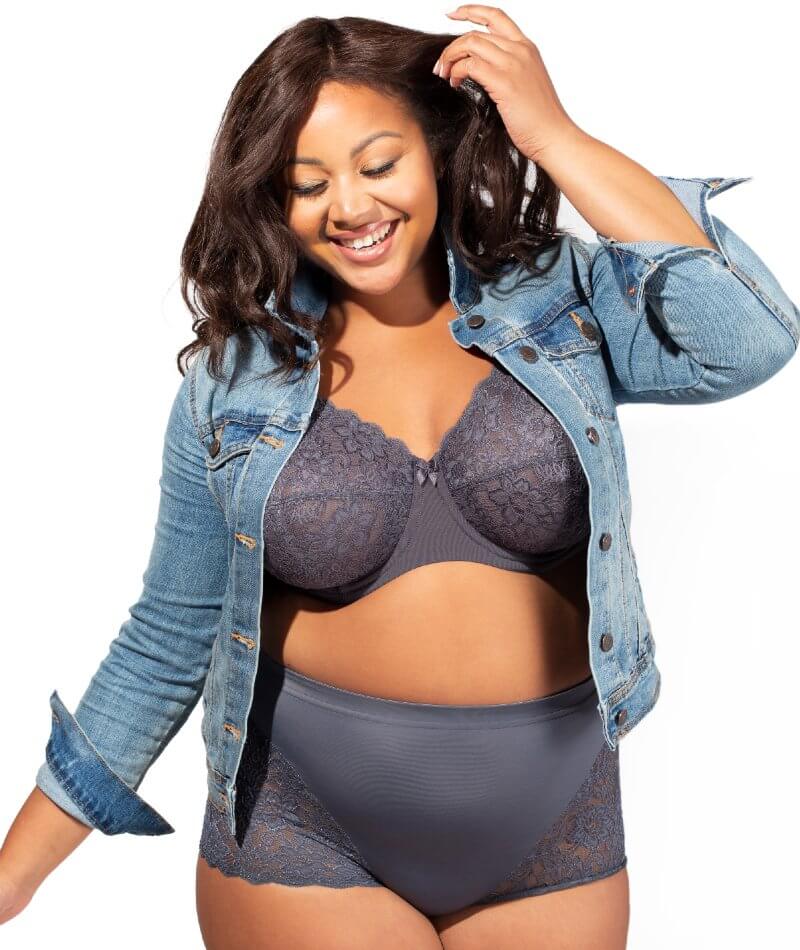 Elila Full Coverage Stretch Lace Underwired Bra - Grey - Image 12