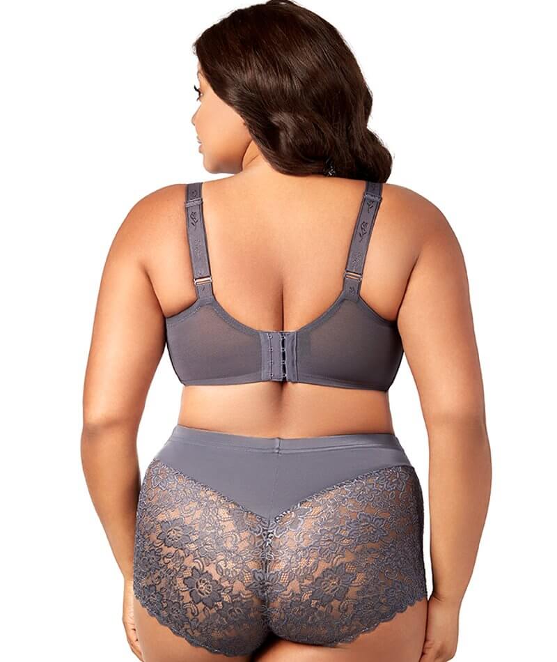 Elila Full Coverage Stretch Lace Underwired Bra - Grey - Image 8