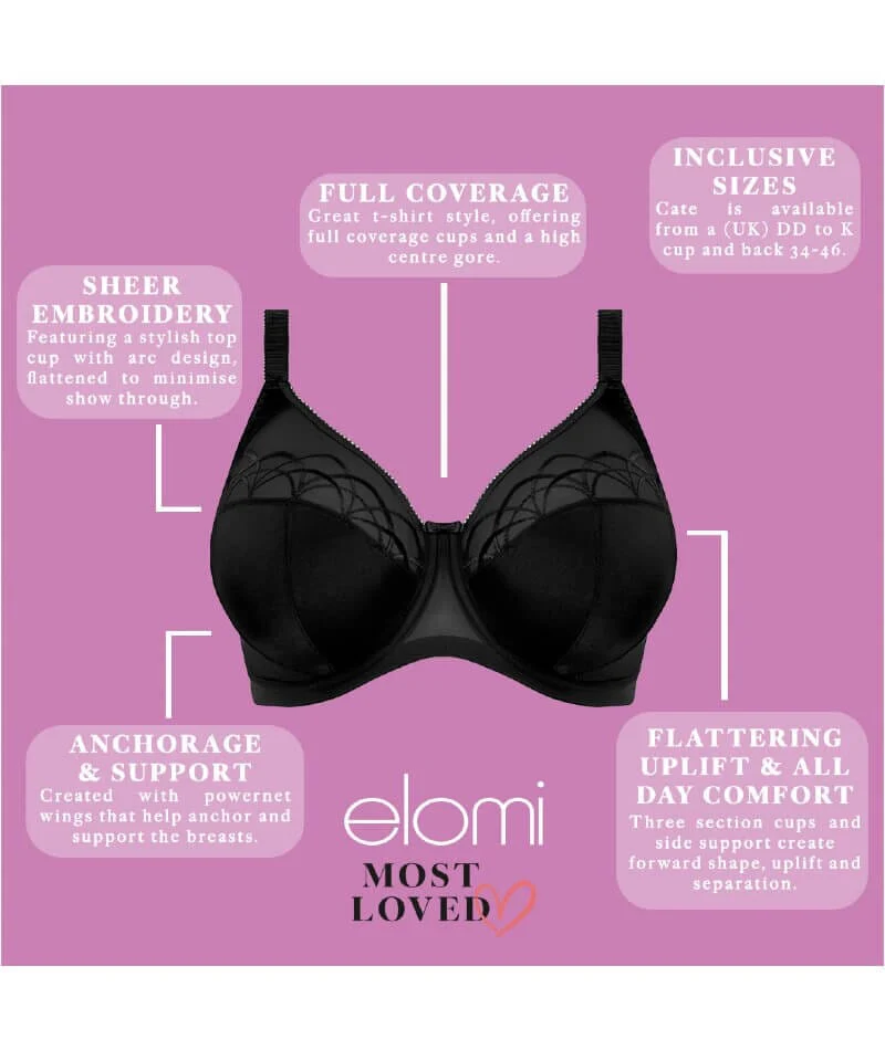 Elomi Cate Underwired Full Cup Banded Bra - Black - Image 14