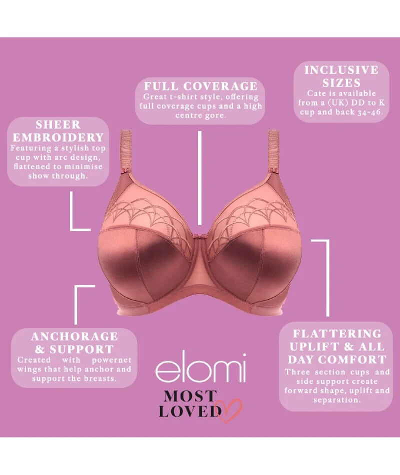 Elomi Cate Underwired Full Cup Banded Bra - Rosewood - Image 10