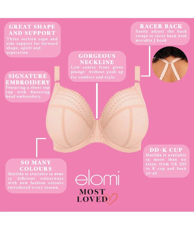 Elomi Matilda Underwired Plunge Bra - Pearl Blush - Image 8