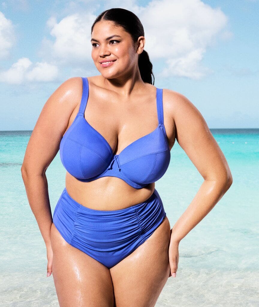 Elomi Swim Plain Sailing Underwired Plunge Bikini Top - Azure - Image 3
