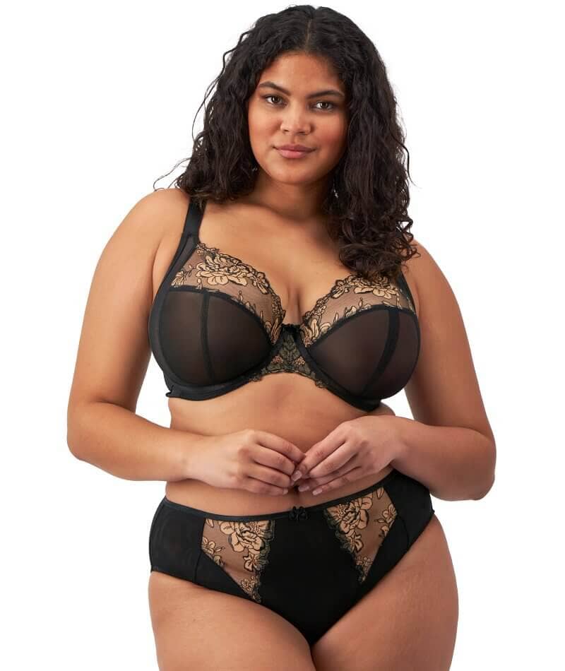 Elomi Teagan High Leg Brief - Black/Almond - Image 3