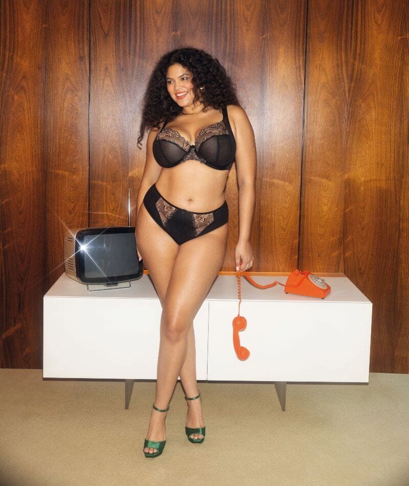 Elomi Teagan High Leg Brief - Black/Almond - Image 6
