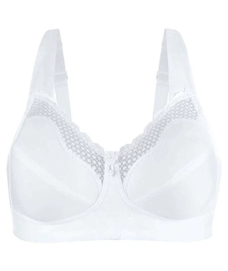 Exquisite Form Fully Cotton Soft Cup Wire-Free Bra With Lace - White - Image 12