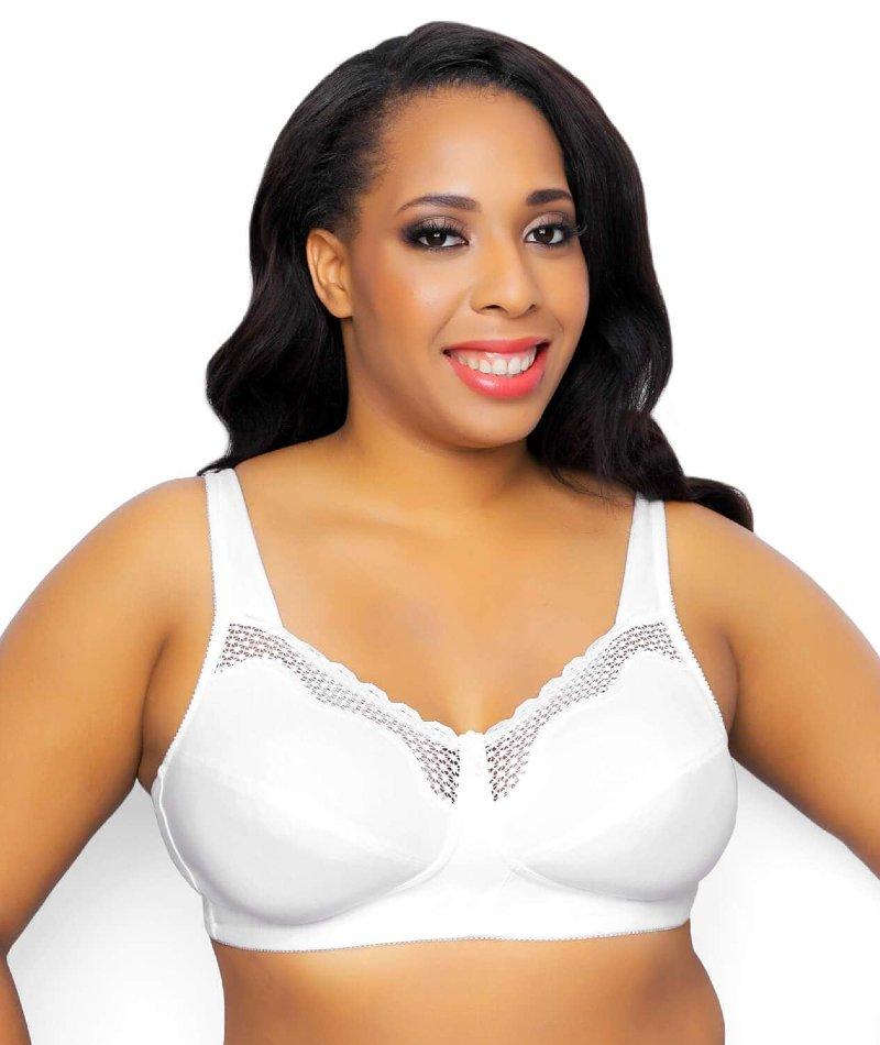 Exquisite Form Fully Cotton Soft Cup Wire-Free Bra With Lace - White - Image 6