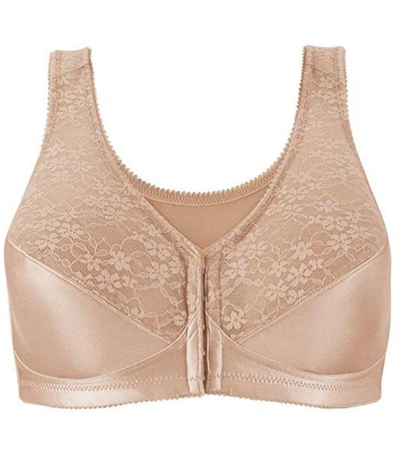 Exquisite Form Fully Front Close Wire-Free Posture Bra With Lace - Beige - Image 11