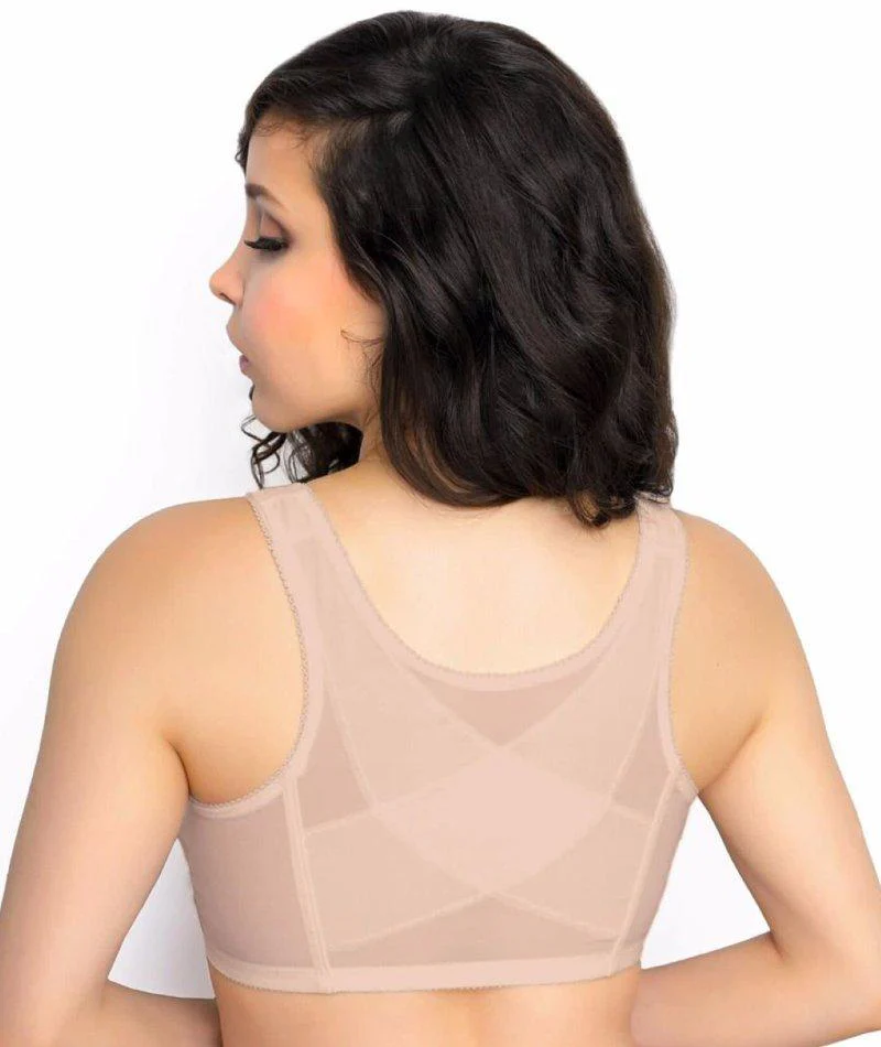 Exquisite Form Fully Front Close Wire-Free Posture Bra With Lace - Beige - Image 2