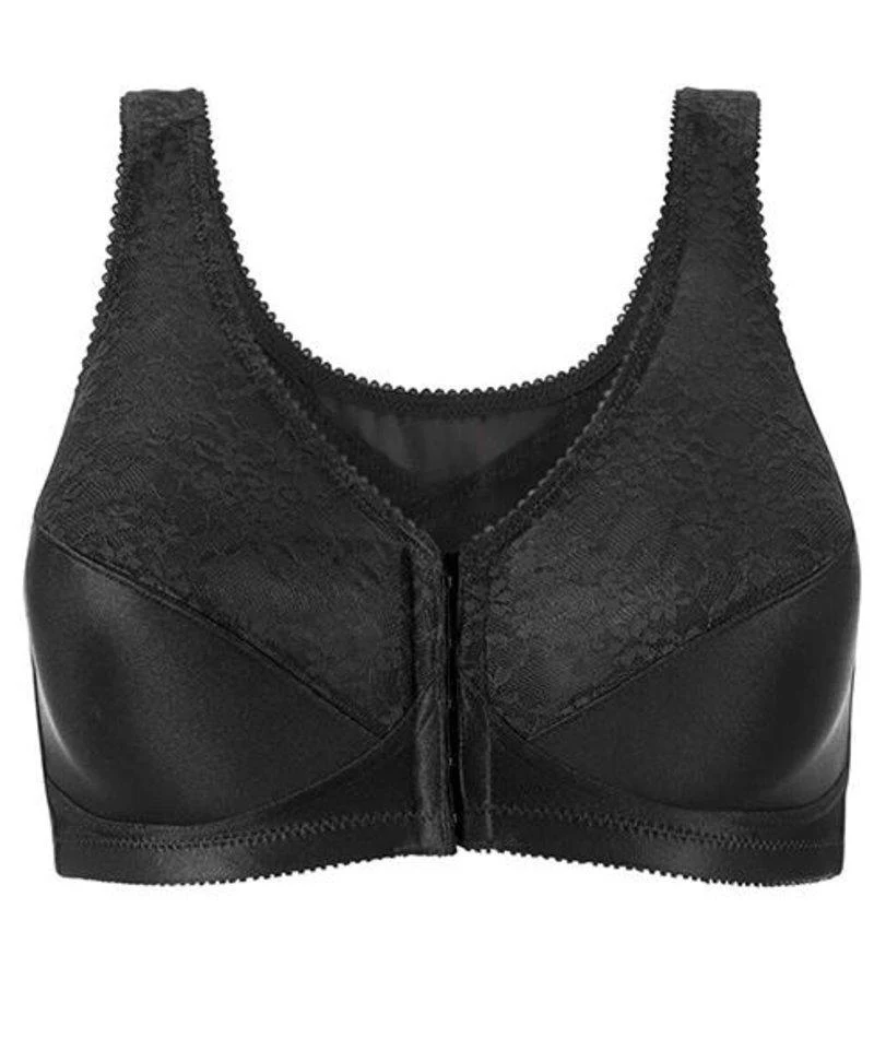 Exquisite Form Fully Front Close Wire-Free Posture Bra With Lace - Black - Image 11