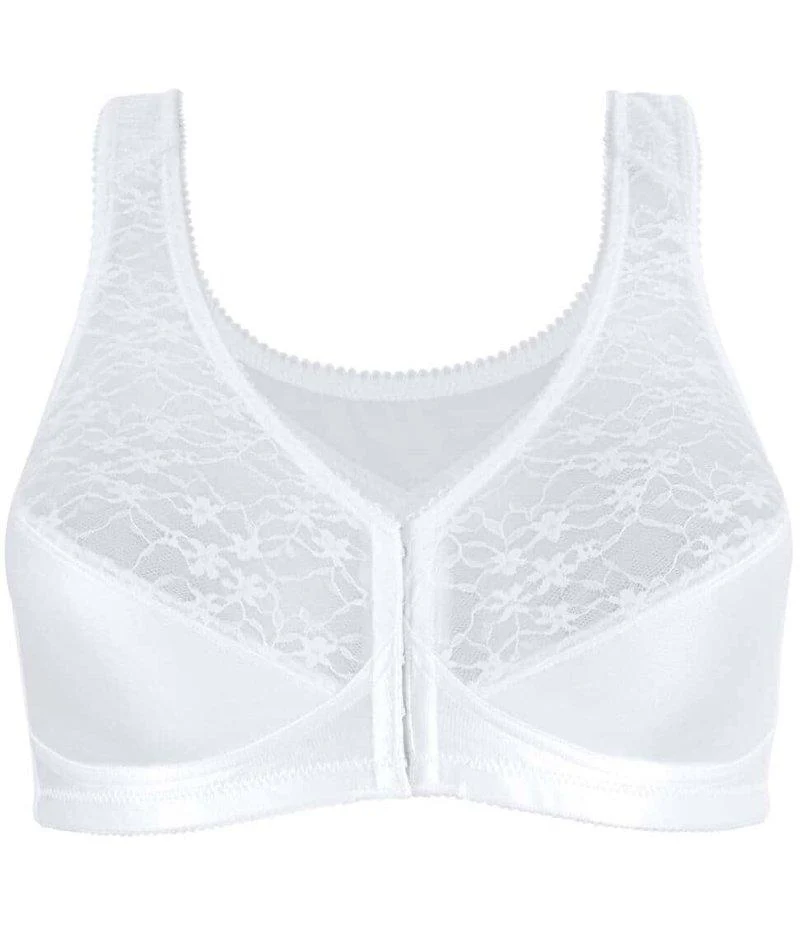 Exquisite Form Fully Front Close Wire-Free Posture Bra With Lace - White - Image 13