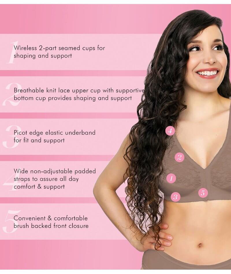 Exquisite Form Fully Front Close Wire-Free Posture Bra With Lace - Walnut - Image 7