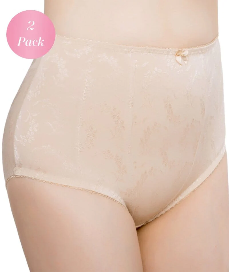 Exquisite Form Floral Jacquard Shaping Brief 2 Pack - Nude - Image 2
