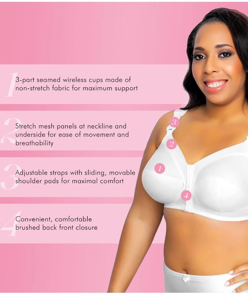 Exquisite Form Fully Front Close Wire-Free Classic Support Bra- White - Image 6