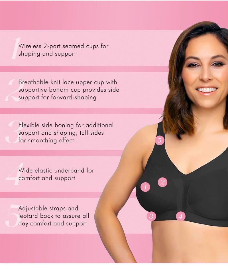 Exquisite Form Fully Side Shaping Wire-Free Bra With Floral - Black - Image 4