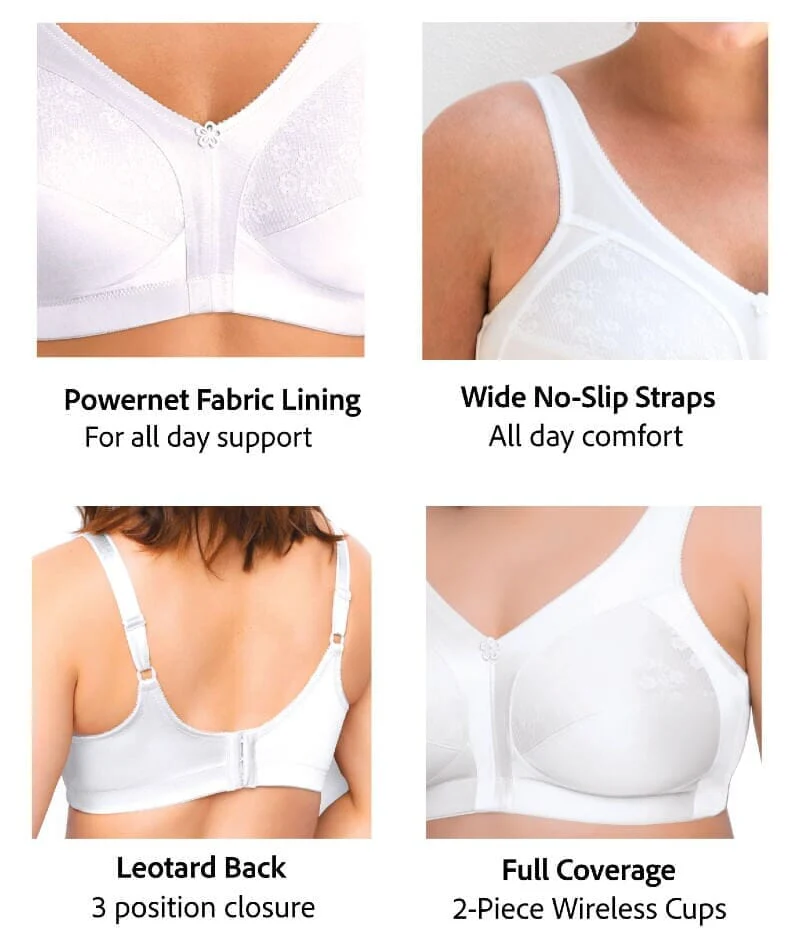 Exquisite Form Fully Side Shaping Wire-Free Bra With Floral - White - Image 7