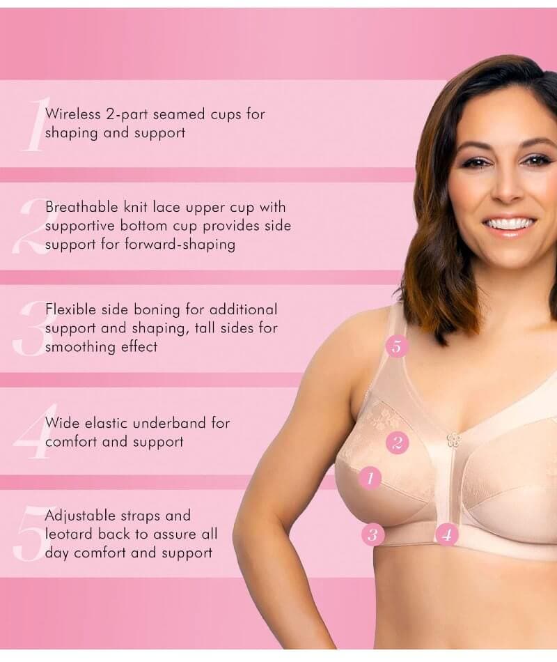 Exquisite Form Fully Side Shaping Wire-Free Bra With Floral - Rose Beige - Image 4