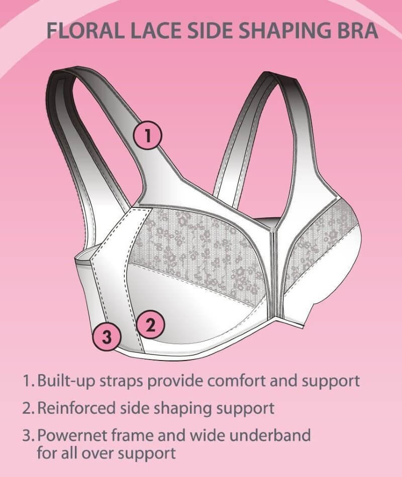 Exquisite Form Fully Side Shaping Wire-Free Bra With Floral - Rose Beige - Image 7