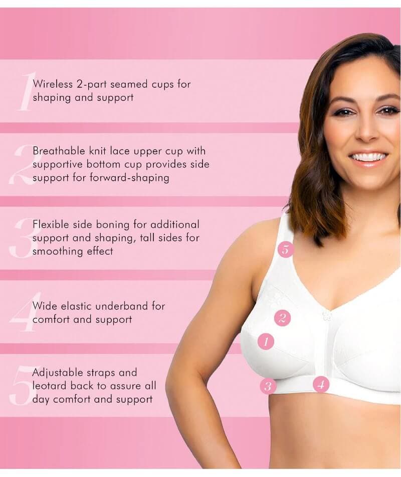 Exquisite Form Fully Side Shaping Wire-Free Bra With Floral - White - Image 4