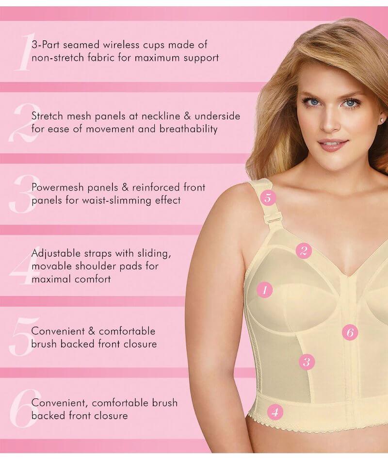 Exquisite Form Fully Front Close Longline Posture Wire-Free Bra - Beige - Image 5