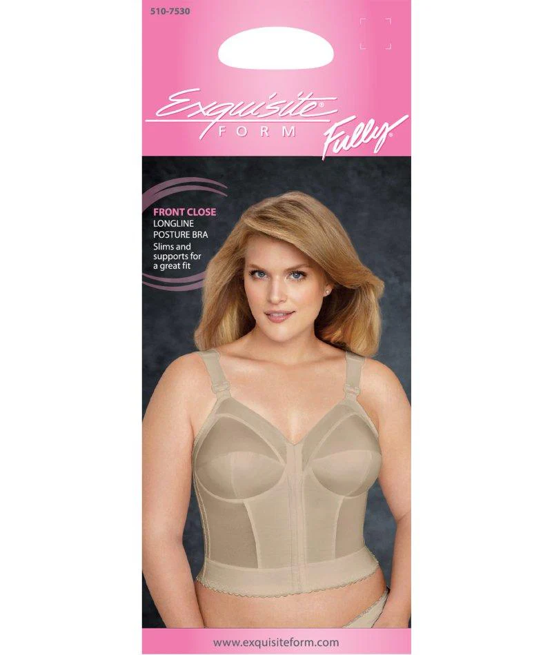 Exquisite Form Fully Front Close Longline Posture Wire-Free Bra - Beige - Image 6