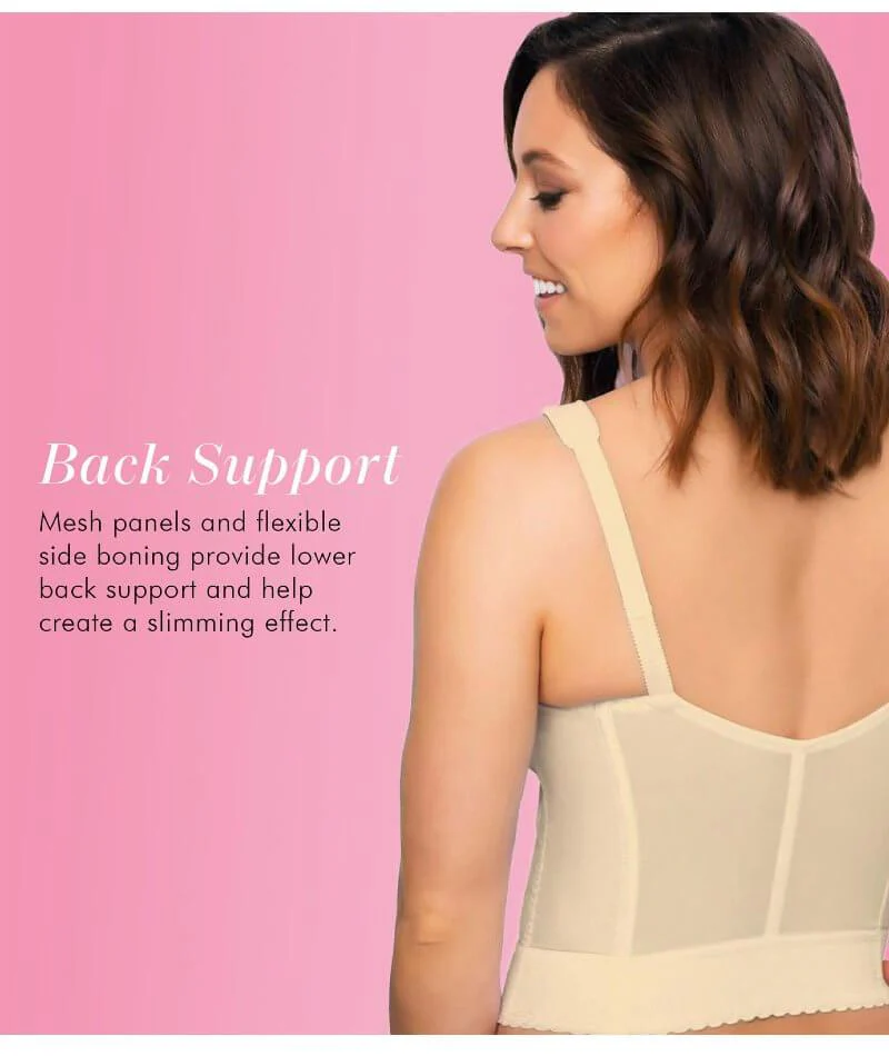 Exquisite Form Fully Front Close Longline Posture Wire-Free Bra - Beige - Image 7