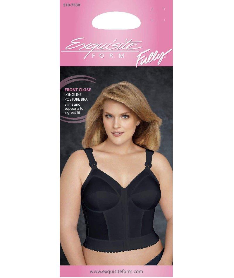 Exquisite Form Fully Front Close Longline Posture Wire-Free Bra - Black - Image 5
