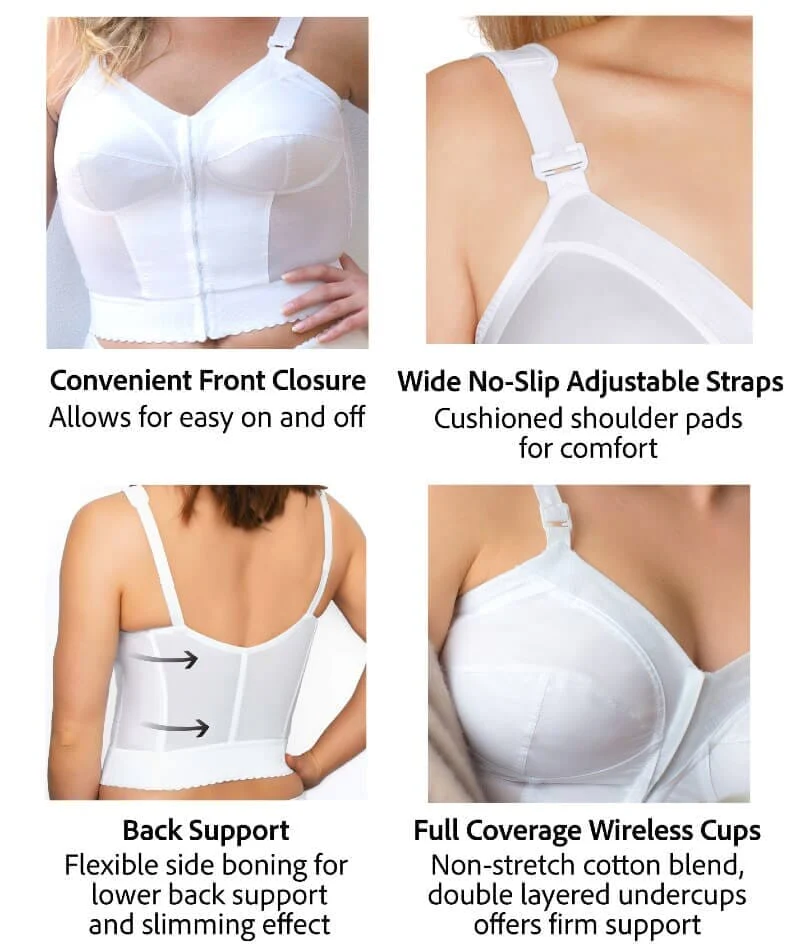 Exquisite Form Fully Front Close Longline Posture Wire-Free Bra - Beige - Image 9