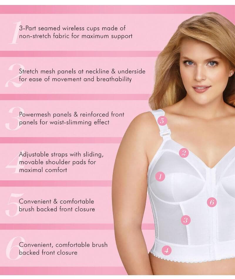 Exquisite Form Fully Front Close Longline Posture Wire-Free Bra - White - Image 7