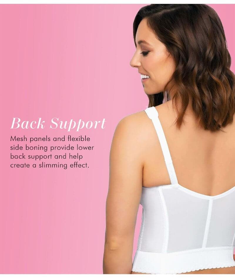 Exquisite Form Fully Front Close Longline Posture Wire-Free Bra - White - Image 9