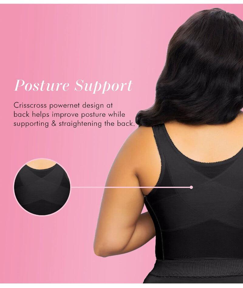 Exquisite Form Fully Front Close Wire-Free Longline Posture With Lace Bra - Black - Image 7