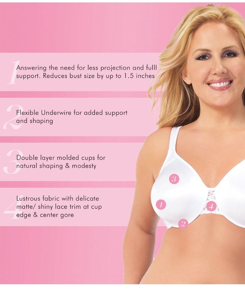 Exquisite Form Fully Minimiser Underwire Bra - White - Image 5