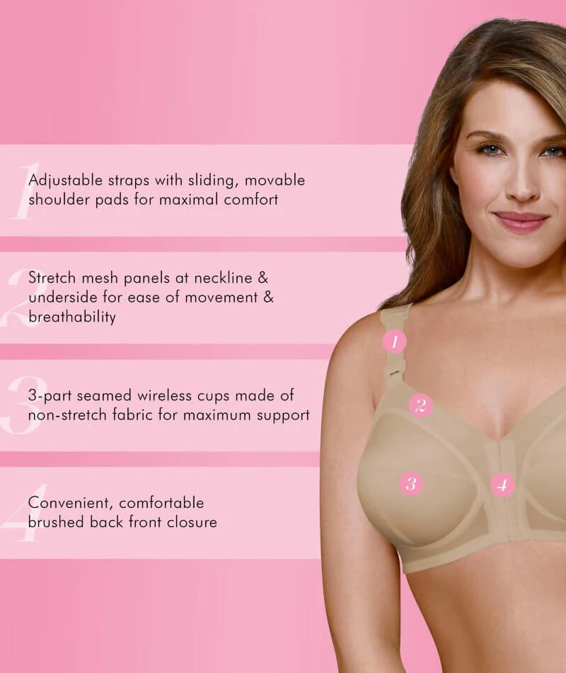 Exquisite Form Fully Front Close Wire-Free Classic Support Bra - Nude - Image 3