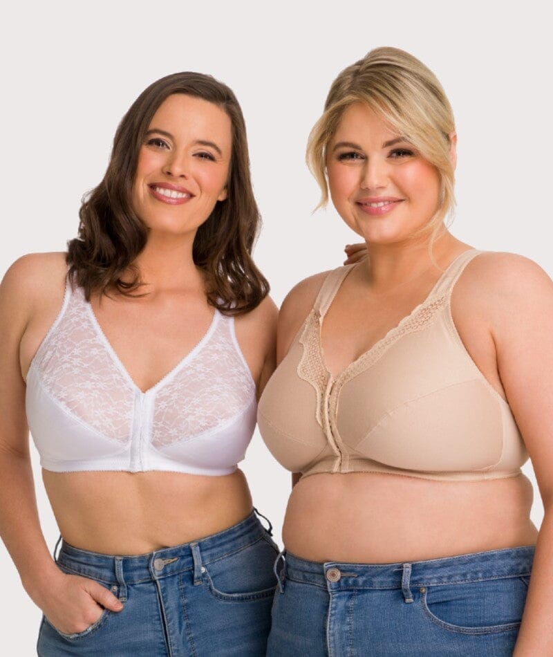 Exquisite Form Fully Front Close Wire-Free Posture Bra With Lace - White - Image 11